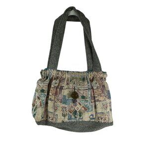 Gerri's Bags Handmade Boho Tapestry Shoulder Bag With Neutral Tones & Spacious D